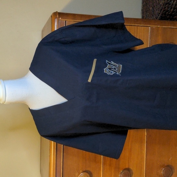 MKE BREWERS genuine merchandise MLB 2XL dark navy Surgical Scrub Top - Picture 3 of 11